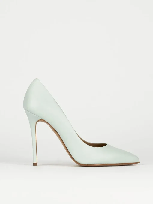 Decolte' tacco 11 cm azzurro pelle