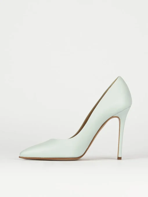 Decolte' tacco 11 cm azzurro pelle