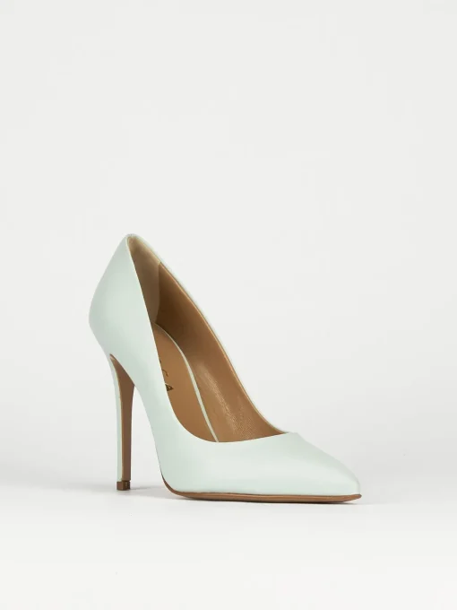 Decolte' tacco 11 cm azzurro pelle