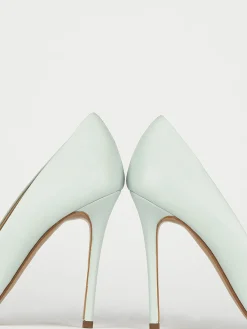 Decolte' tacco 11 cm azzurro pelle