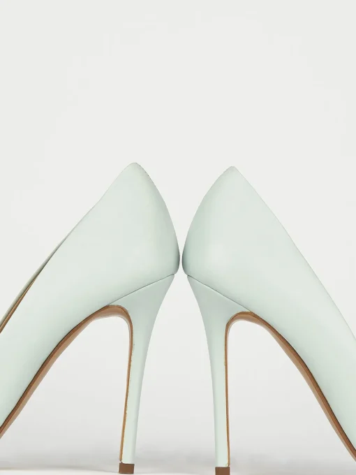 Decolte' tacco 11 cm azzurro pelle