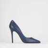 Decolte' tacco 11 cm blu pelle