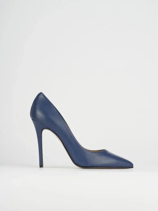 Decolte' tacco 11 cm blu pelle