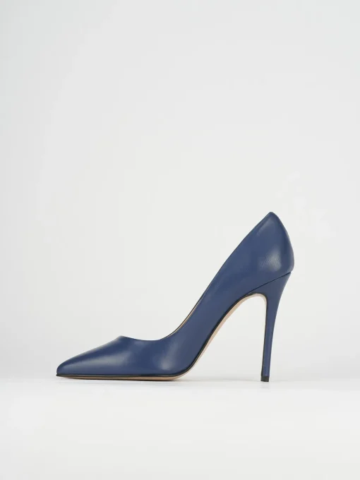 Decolte' tacco 11 cm blu pelle