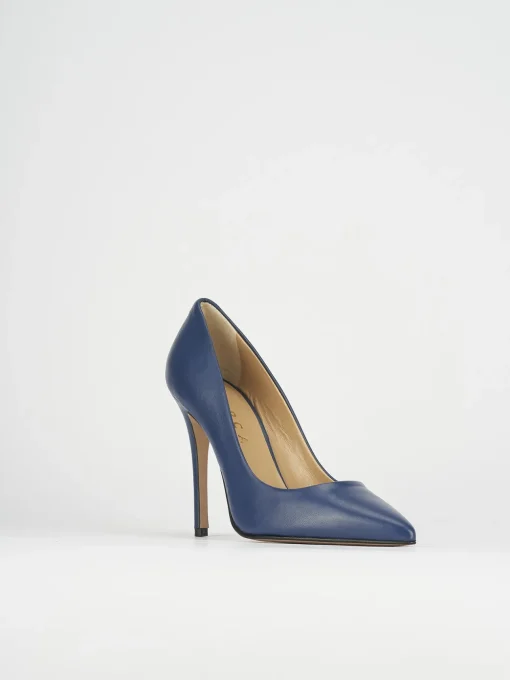 Decolte' tacco 11 cm blu pelle