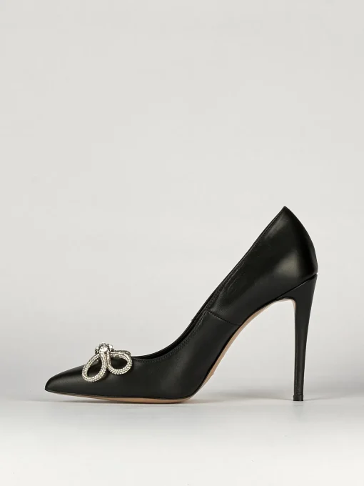 Decolte' tacco 10 cm nero pelle