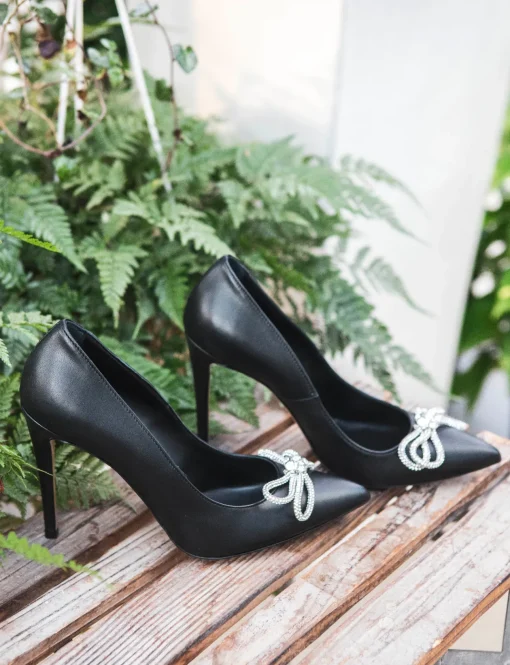 Decolte' tacco 10 cm nero pelle
