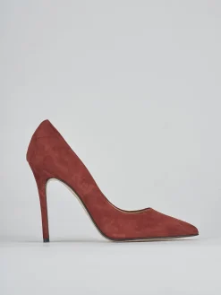 Decolte' tacco 11 cm rosso camoscio