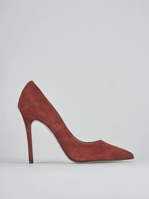 Decolte' tacco 11 cm rosso camoscio