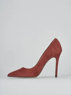 Decolte' tacco 11 cm rosso camoscio