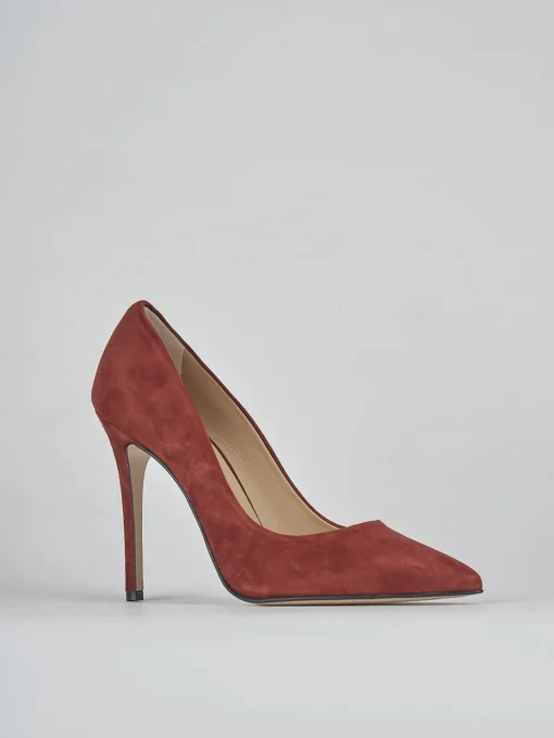 Decolte' tacco 11 cm rosso camoscio