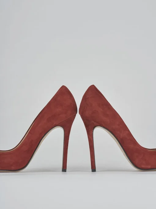 Decolte' tacco 11 cm rosso camoscio