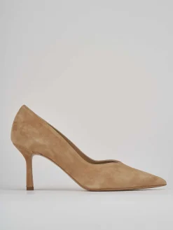 Decoltè tacco 7 cm marrone camoscio