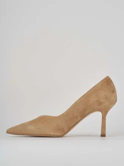 Decoltè tacco 7 cm marrone camoscio