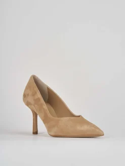 Decoltè tacco 7 cm marrone camoscio