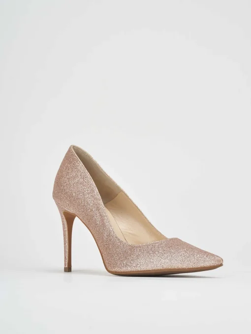 Decoltè tacco 8 cm rosa glitter