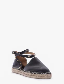 espadrilas fondo in gomma e soletto interno in vera pelle. Tomaia in morbidissima pelle nappata nero