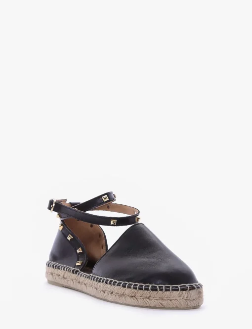 espadrilas fondo in gomma e soletto interno in vera pelle. Tomaia in morbidissima pelle nappata nero
