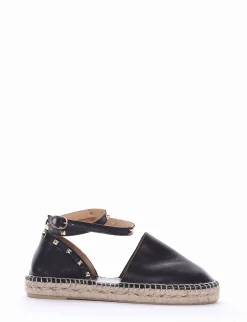 espadrilas fondo in gomma e soletto interno in vera pelle. Tomaia in morbidissima pelle nappata nero
