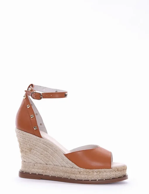 espadrilas zeppa 10cm cuoio