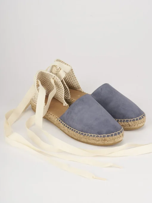 Espadrilla zeppa 2 cm azzurro camoscio