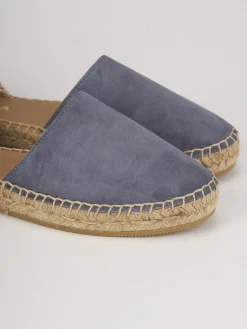 Espadrilla zeppa 2 cm azzurro camoscio