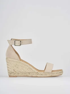 Espadrilla zeppa 8 cm beige camoscio