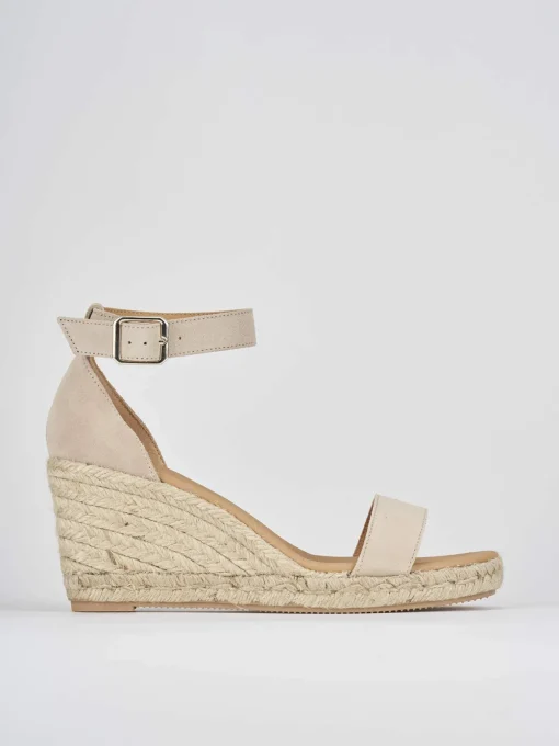 Espadrilla zeppa 8 cm beige camoscio