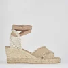 Espadrilla zeppa 6 cm beige tessuto