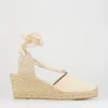 Espadrilla zeppa 5 cm beige tessuto