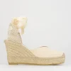 Espadrilla zeppa 9 cm beige tessuto