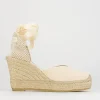 Espadrilla zeppa 10 cm beige tessuto