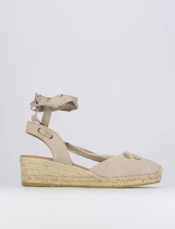 Espadrilla zeppa 3 cm beige camoscio