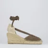 Espadrilla zeppa 8 cm beige camoscio