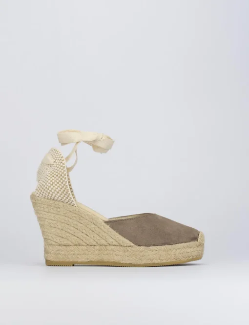 Espadrilla zeppa 8 cm beige camoscio