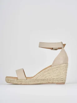 Espadrilla zeppa 8 cm beige camoscio
