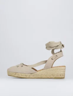 Espadrilla zeppa 3 cm beige camoscio