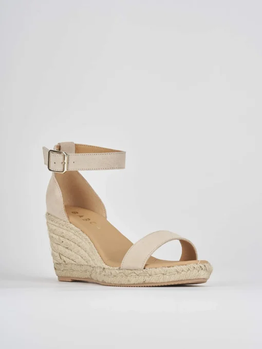 Espadrilla zeppa 8 cm beige camoscio
