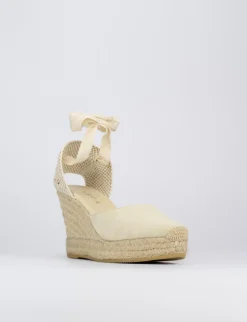 Espadrilla zeppa 8 cm beige camoscio
