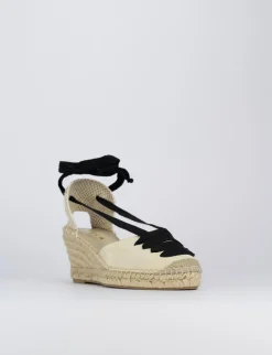 Espadrilla zeppa 8 cm beige camoscio