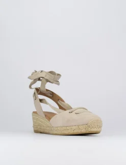 Espadrilla zeppa 3 cm beige camoscio
