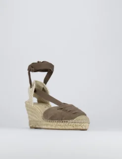 Espadrilla zeppa 8 cm beige camoscio