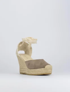 Espadrilla zeppa 8 cm beige camoscio