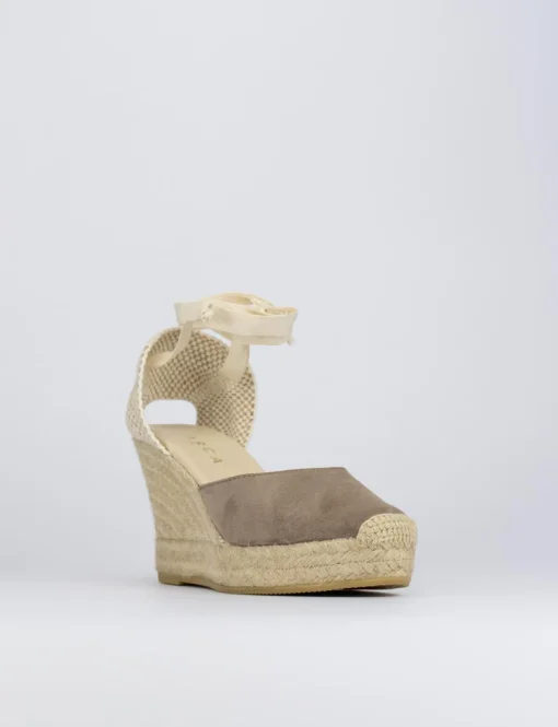 Espadrilla zeppa 8 cm beige camoscio