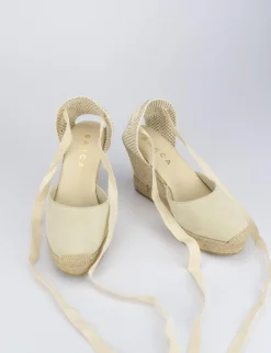 Espadrilla zeppa 8 cm beige camoscio