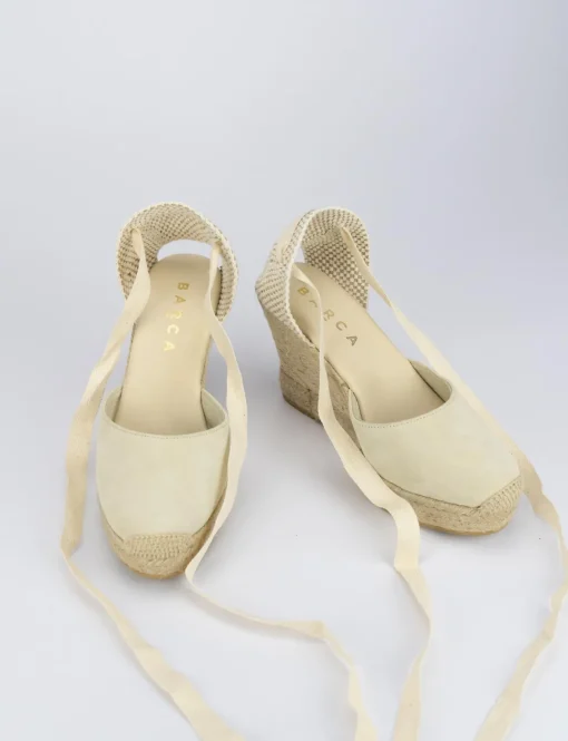 Espadrilla zeppa 8 cm beige camoscio