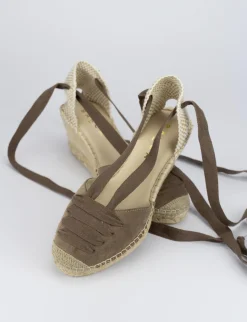 Espadrilla zeppa 8 cm beige camoscio