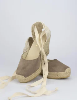 Espadrilla zeppa 8 cm beige camoscio
