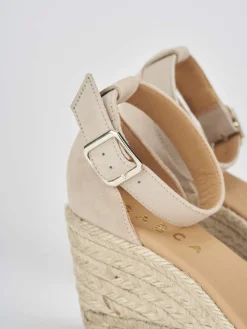 Espadrilla zeppa 8 cm beige camoscio