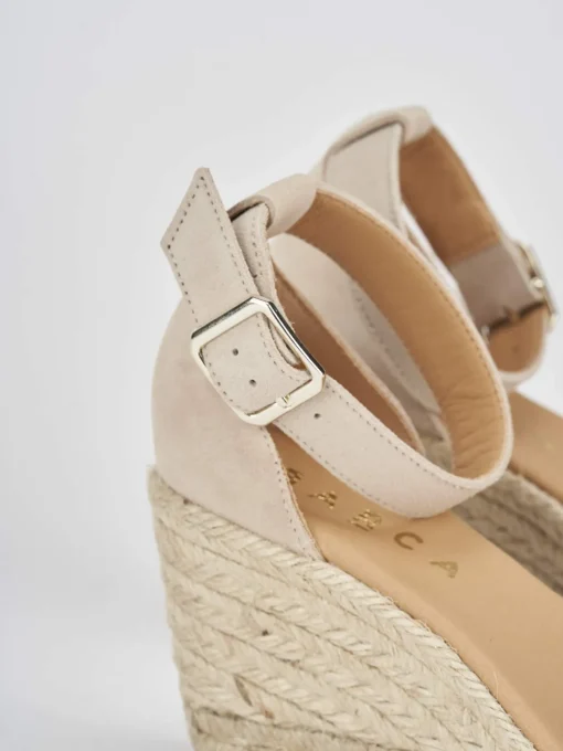 Espadrilla zeppa 8 cm beige camoscio